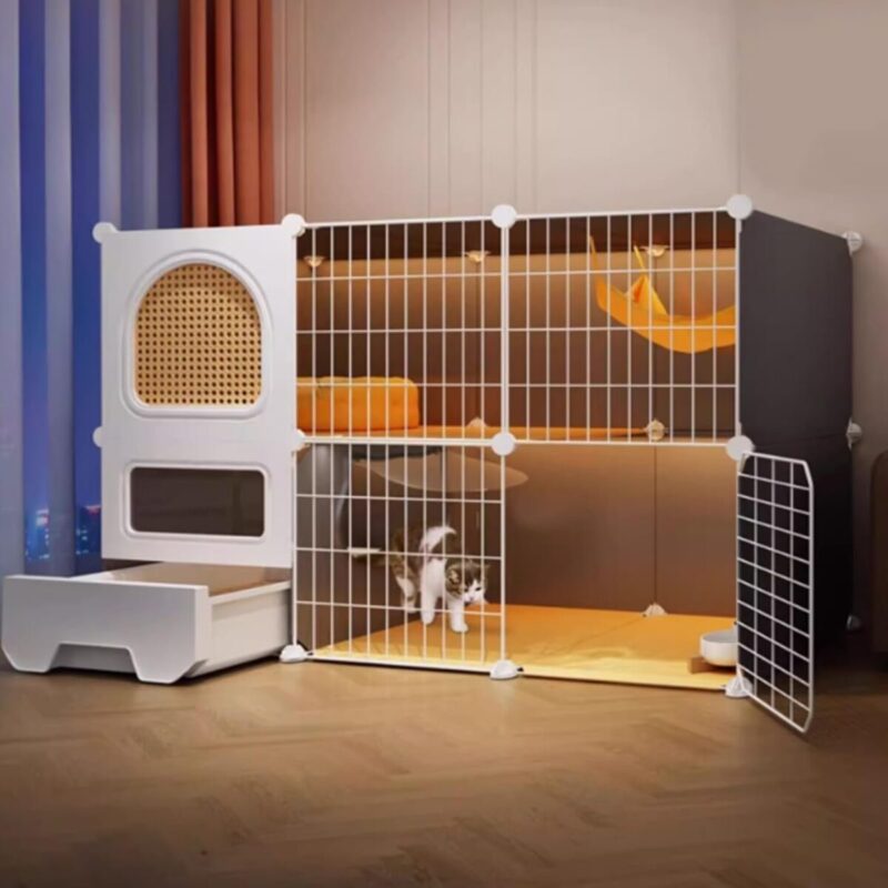 Cage pour Chat d'intérieur avec bac à litière